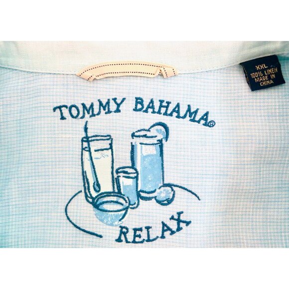 NEW! Tommy Bahama Relax 100% Linen Button Front Shirt Striped Blue White XXL - Picture 5 of 6